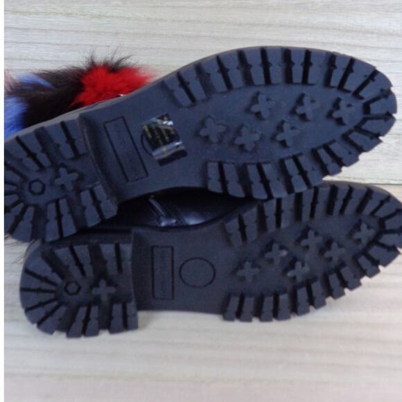 Rebecca Minkoff Jaylin Black Leather Boot With Rainbow Fur Womens Size‎ 6.5 - Picture 5 of 8